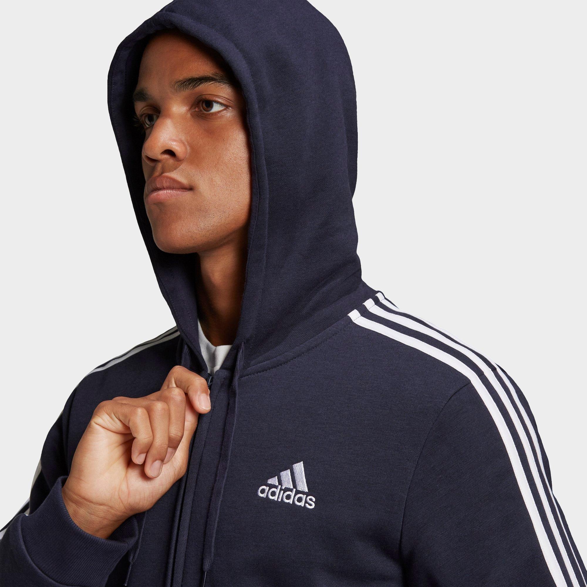 adidas 3 stripe full zip hoody mens