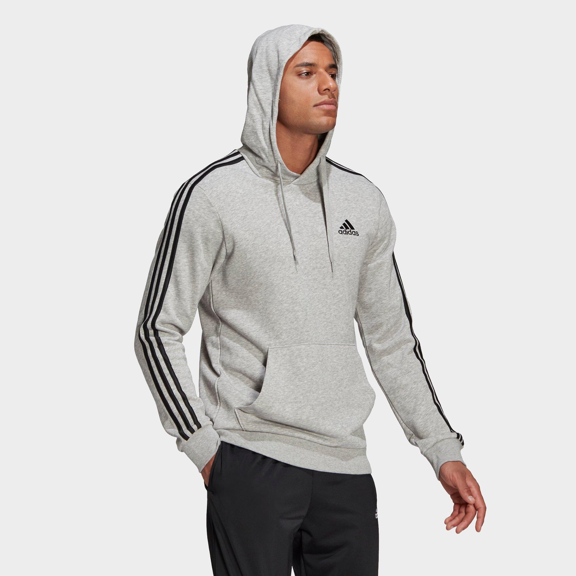 adidas three stripes hoodie grey