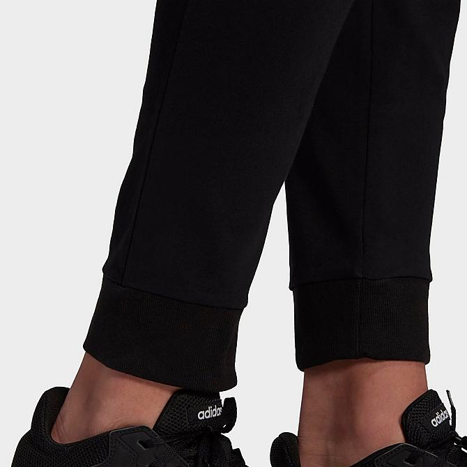 On Model 5 view of Men's adidas Essentials Single Jersey Jogger Pants in Black Click to zoom