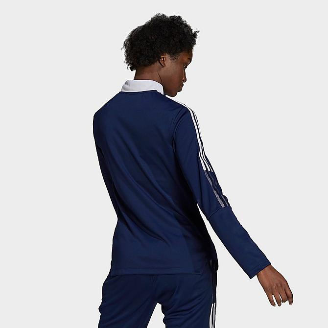 Back Left view of Women's adidas Tiro 21 Track Jacket in Team Navy Blue Click to zoom