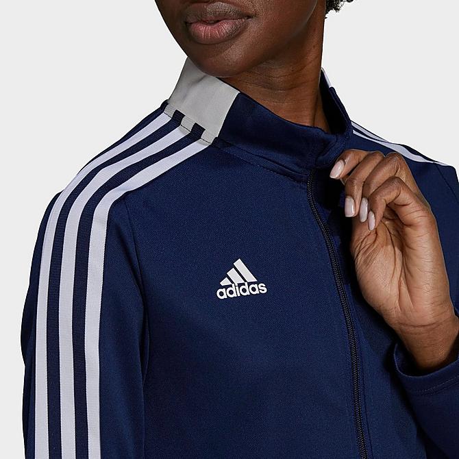 Back Right view of Women's adidas Tiro 21 Track Jacket in Team Navy Blue Click to zoom