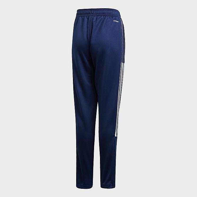 Front Three Quarter view of Boys' adidas Tiro 21 Track Pants in Blue Click to zoom