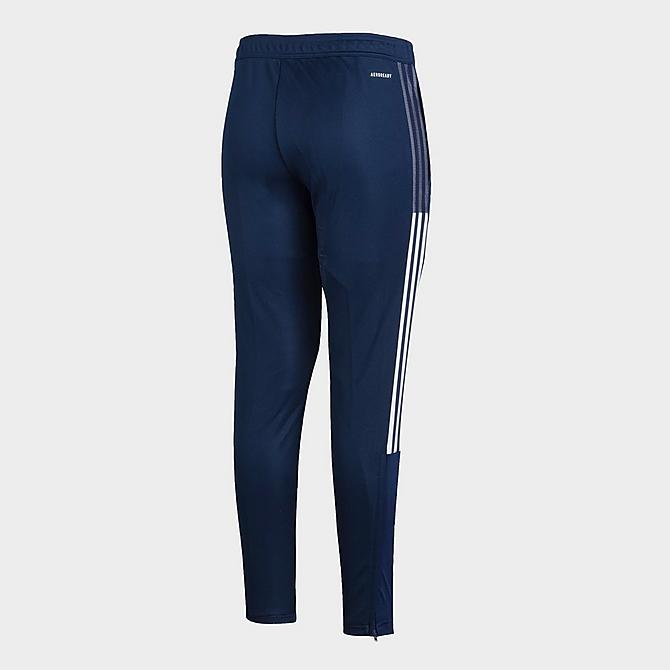 Front Three Quarter view of Women's adidas Tiro 21 Track Pants in Team Navy Blue Click to zoom