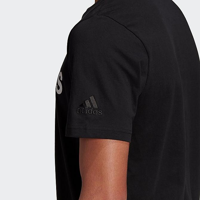On Model 5 view of Men's adidas Essentials Linear Embroidered Logo T-Shirt in Black Click to zoom