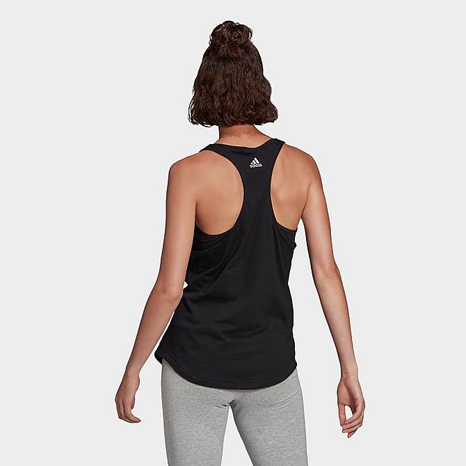 Front Three Quarter view of Women's adidas LOUNGEWEAR Essentials Logo Loose Tank in Black/White Click to zoom