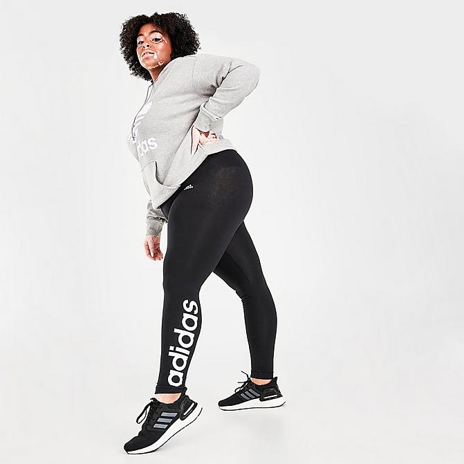 Front view of Women's adidas Essentials High Waist Logo Leggings (Plus Size) in Black/White Click to zoom