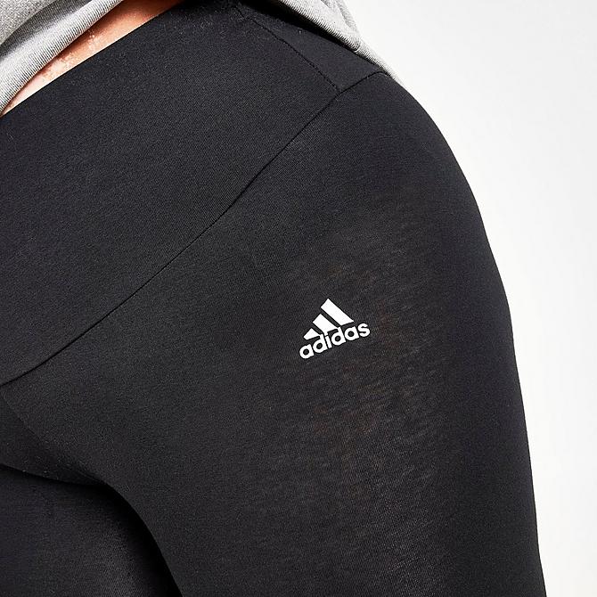 On Model 5 view of Women's adidas Essentials High Waist Logo Leggings (Plus Size) in Black/White Click to zoom