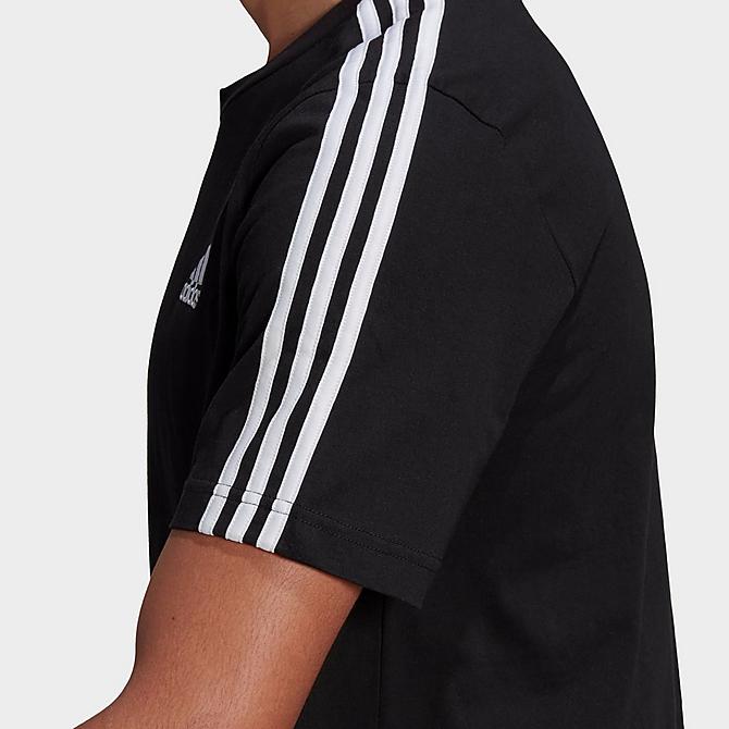 Back Right view of Men's adidas Essentials 3-Stripes T-Shirt in Black/White Click to zoom