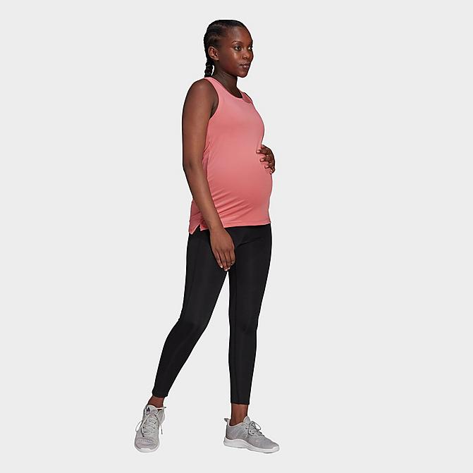 Front view of Women's adidas Designed 2 Move Cropped Sport Tights (Maternity) in Black/White Click to zoom