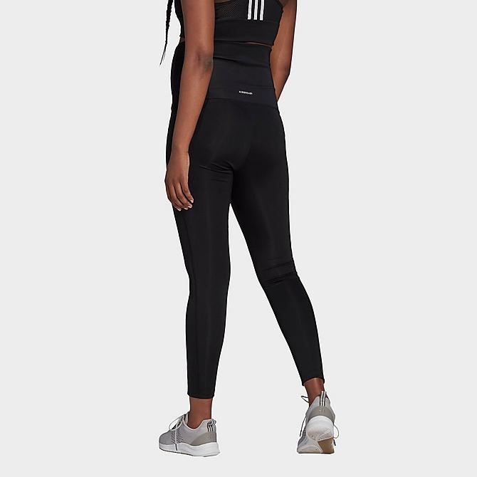 On Model 5 view of Women's adidas Designed 2 Move Cropped Sport Tights (Maternity) in Black/White Click to zoom