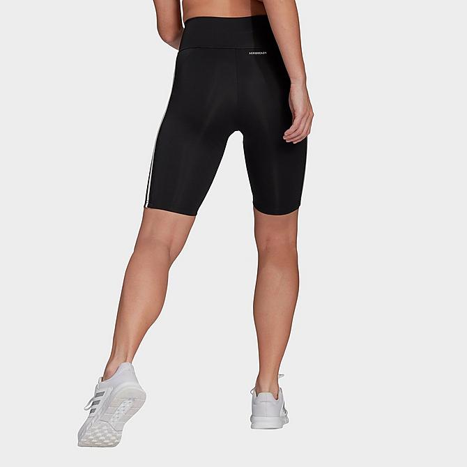 Back Left view of Women's adidas Designed 2 Move High-Rise Sport Short Training Tights in Black/White Click to zoom