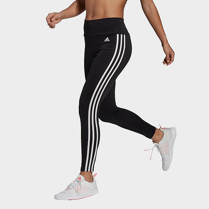 Front view of Women's adidas Designed To Move High-Rise Cropped Training Tights in Black/White Click to zoom
