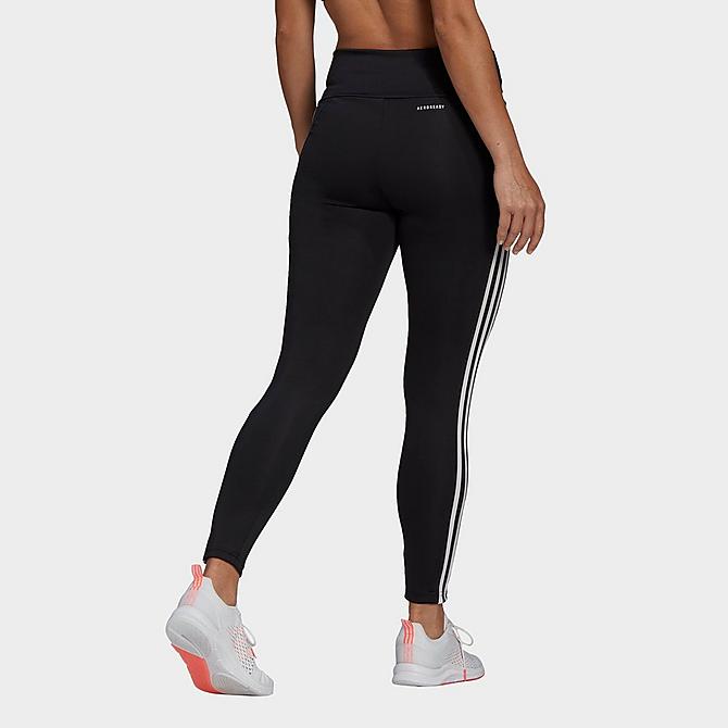 Front Three Quarter view of Women's adidas Designed To Move High-Rise Cropped Training Tights in Black/White Click to zoom