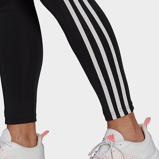 On Model 5 view of Women's adidas Designed To Move High-Rise Cropped Training Tights in Black/White Click to zoom