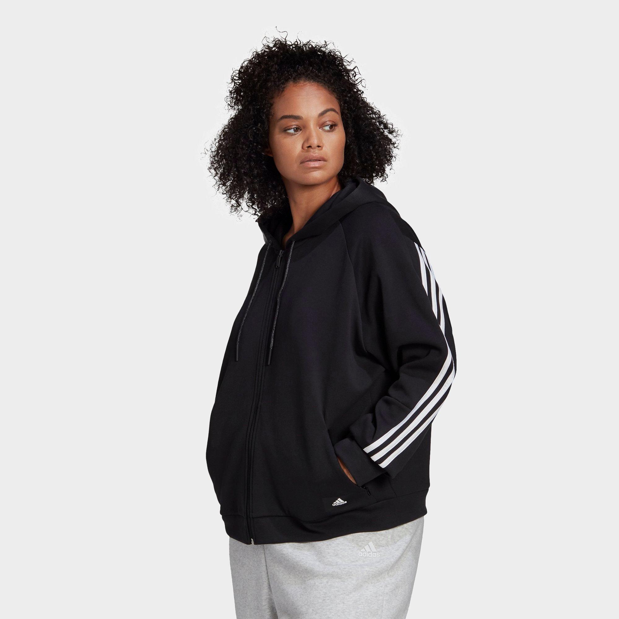 adidas 3 stripe zip hoodie women's