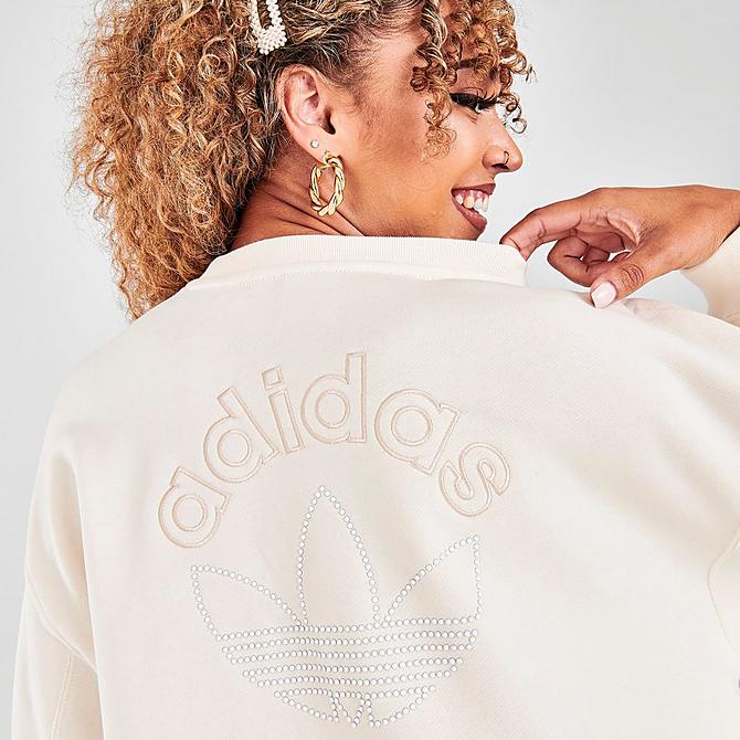 On Model 6 view of Women's adidas Originals No-Dye Crewneck Sweatshirt in Non Dyed Click to zoom
