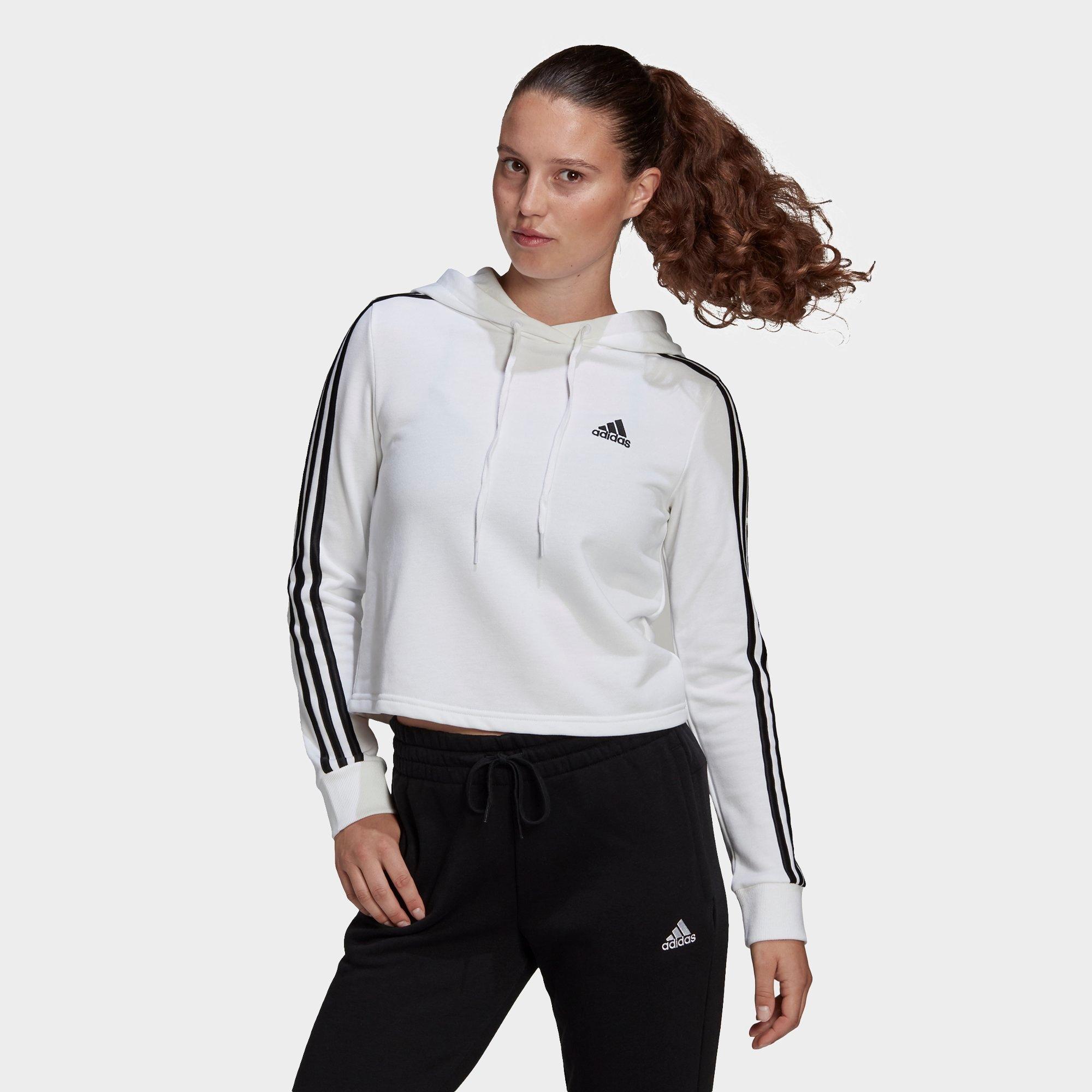 adidas 3 stripe hoodie womens black