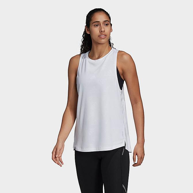Front view of Women's adidas Athletics Own The Run Training Tank in White Click to zoom