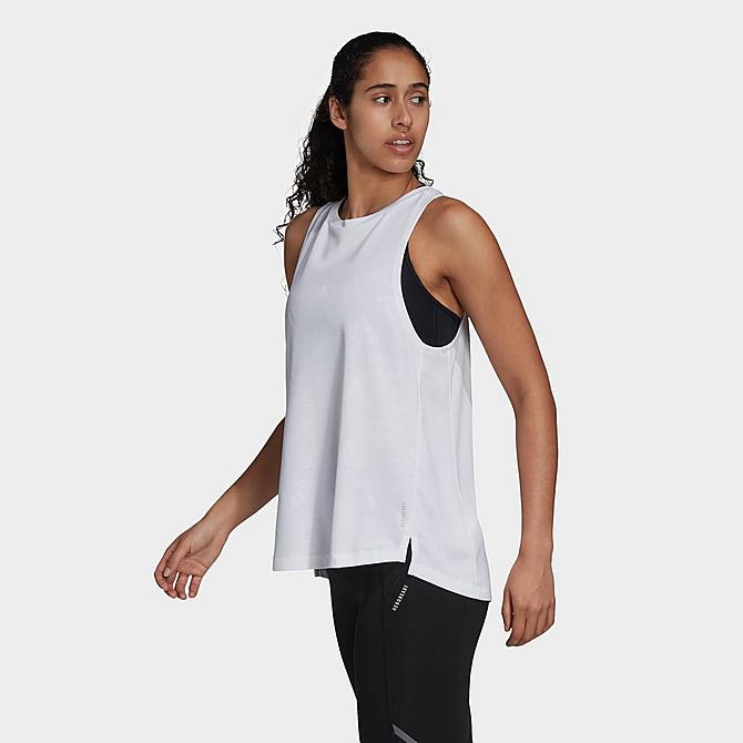 Front Three Quarter view of Women's adidas Athletics Own The Run Training Tank in White Click to zoom