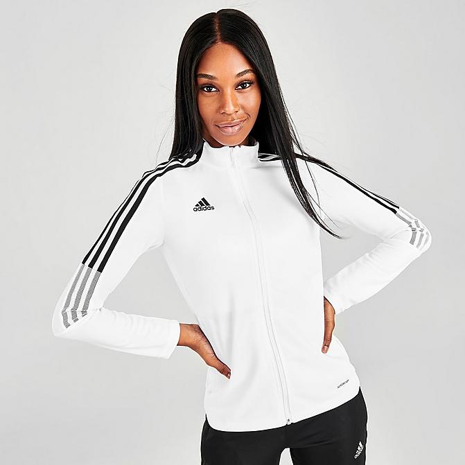 Front view of Women's adidas Tiro 21 Track Jacket in White Click to zoom