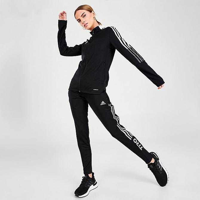 Back Left view of Women's adidas Tiro 21 Track Jacket in Black Click to zoom