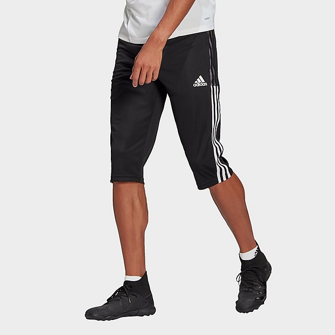 Front view of Men's adidas Tiro 21 Three-Quarter Training Pants in Black Click to zoom