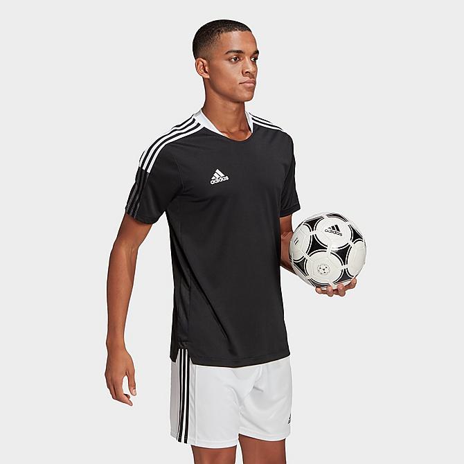 [angle] view of Men's adidas Tiro 21 Training Jersey in Black Click to zoom