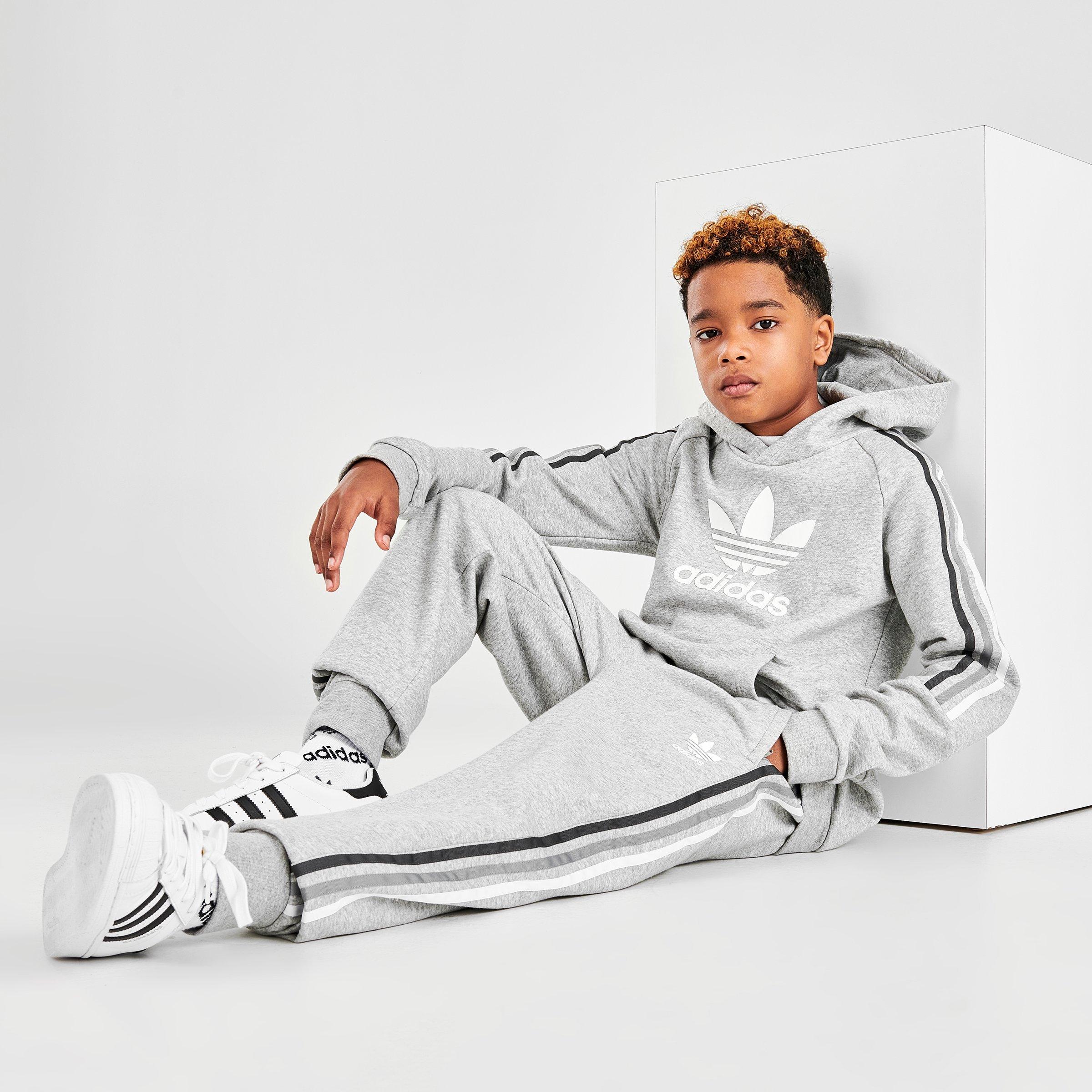 adidas originals grey 3 stripe joggers