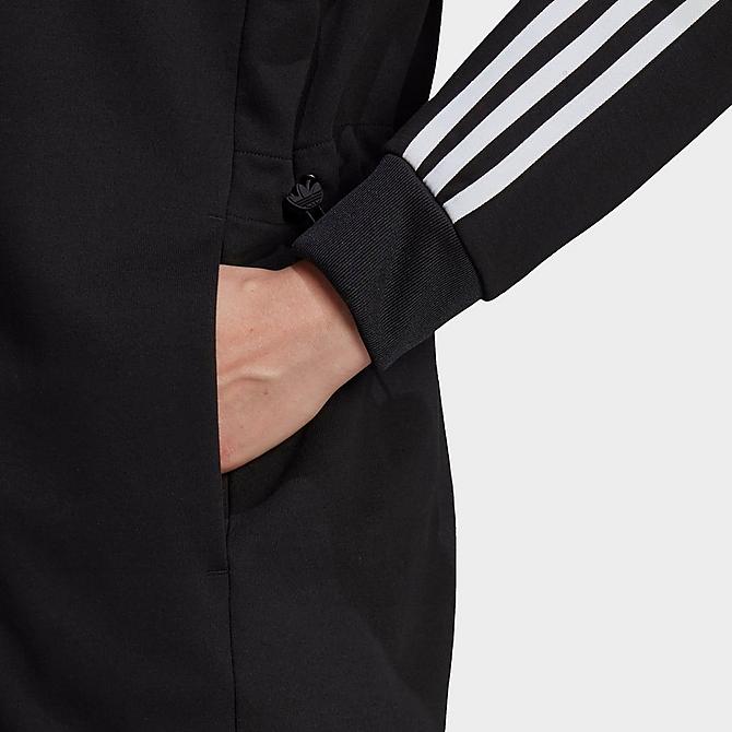 On Model 5 view of Women's adidas Originals Long Track Jacket in Black/White Click to zoom
