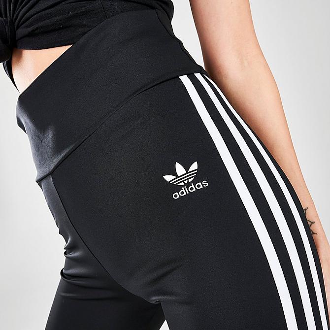 On Model 5 view of Women's adidas Originals Adicolor Classics Primeblue High Waisted Short Tights in Black Click to zoom