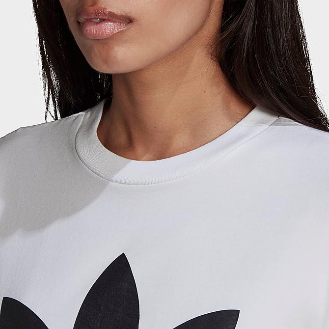 Back Right view of Women's adidas Originals Adicolor Classics Trefoil T-Shirt in White Click to zoom