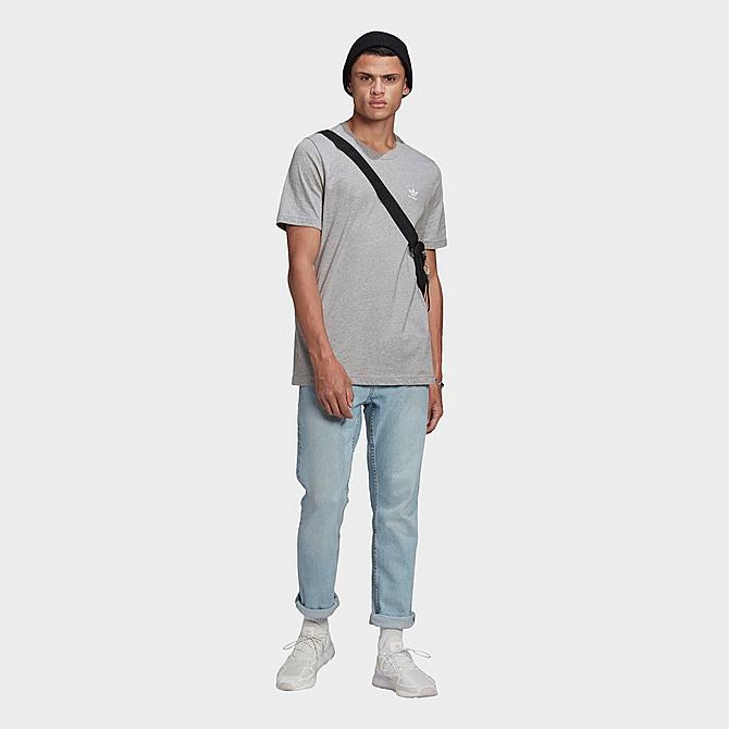 Front Three Quarter view of Men's adidas Originals Trefoil Essentials T-Shirt in Medium Grey Heather Click to zoom