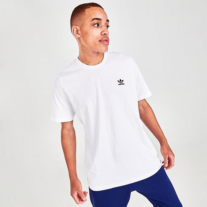 Back Right view of Men's adidas Originals Trefoil Essentials T-Shirt in White Click to zoom