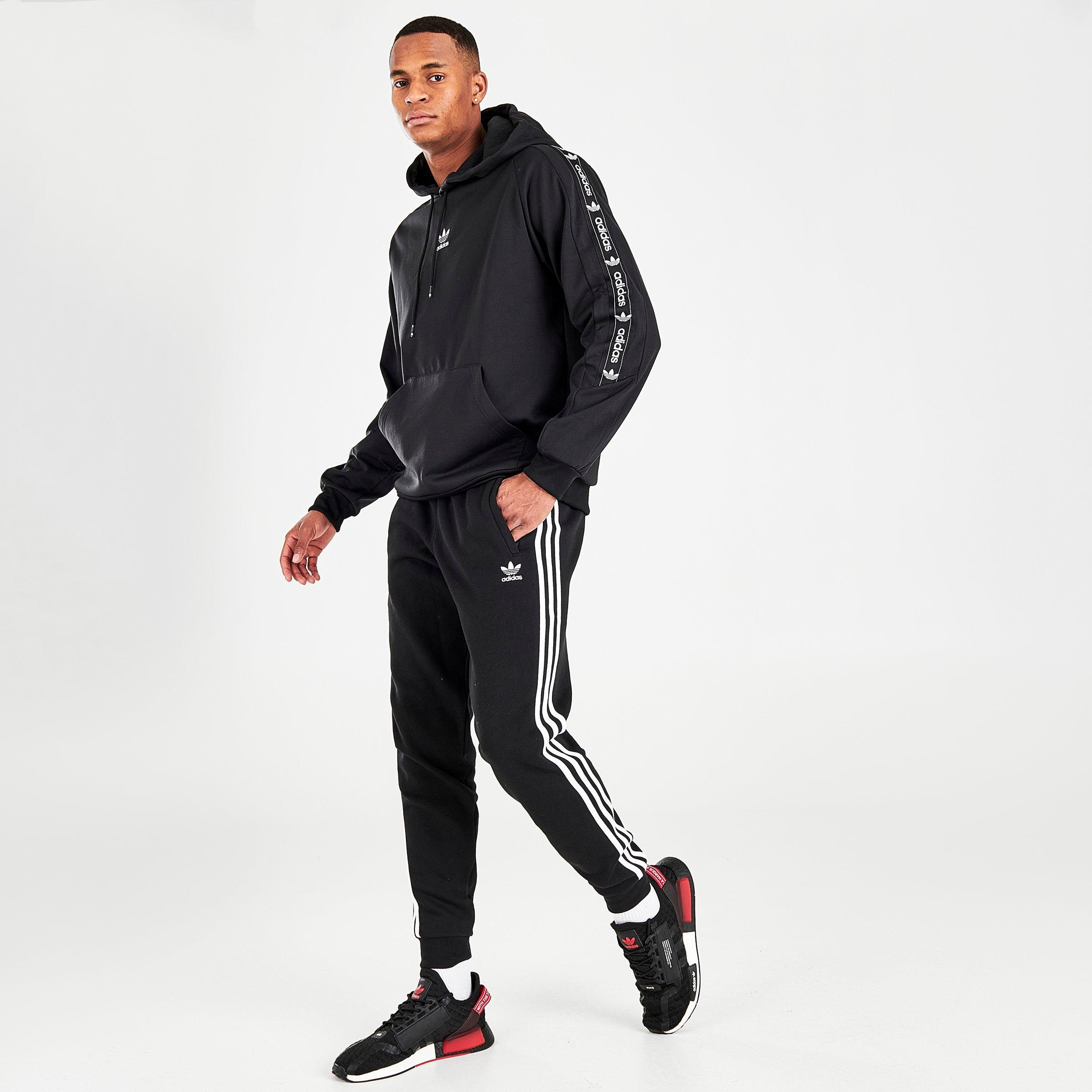 adidas black stripe joggers