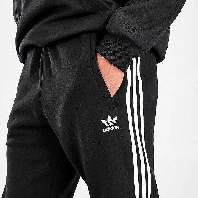 On Model 5 view of Men's adidas Originals Adicolor Classics 3-Stripes Jogger Pants in Black/White Click to zoom