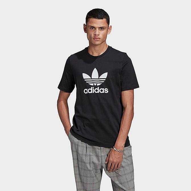 Front view of Men's adidas Originals Trefoil T-Shirt in Black/White Click to zoom