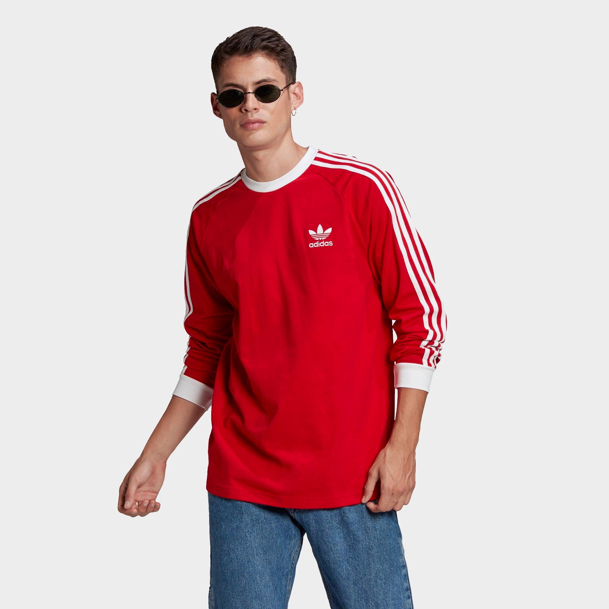 adidas t shirt 3 stripes red