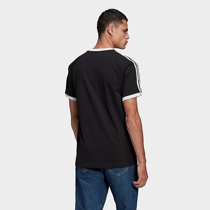 Back Left view of Men's adidas Originals 3-Stripes California T-Shirt in Black Click to zoom