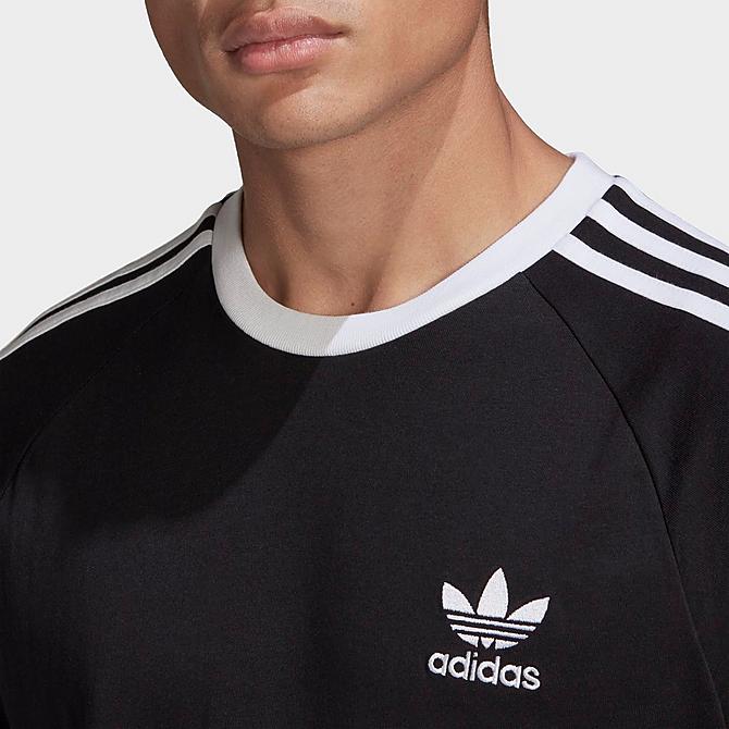 Back Right view of Men's adidas Originals 3-Stripes California T-Shirt in Black Click to zoom