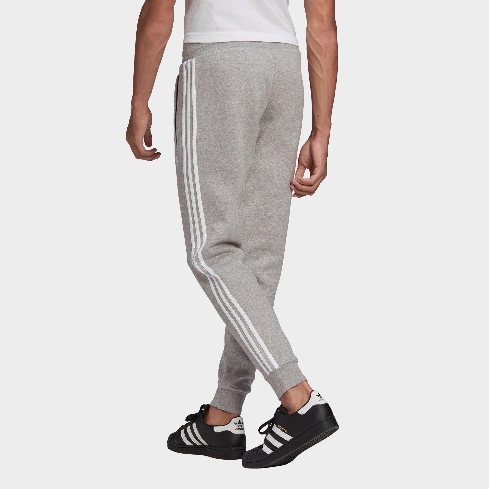 adidas originals adicolor three stripe skinny joggers in grey heather