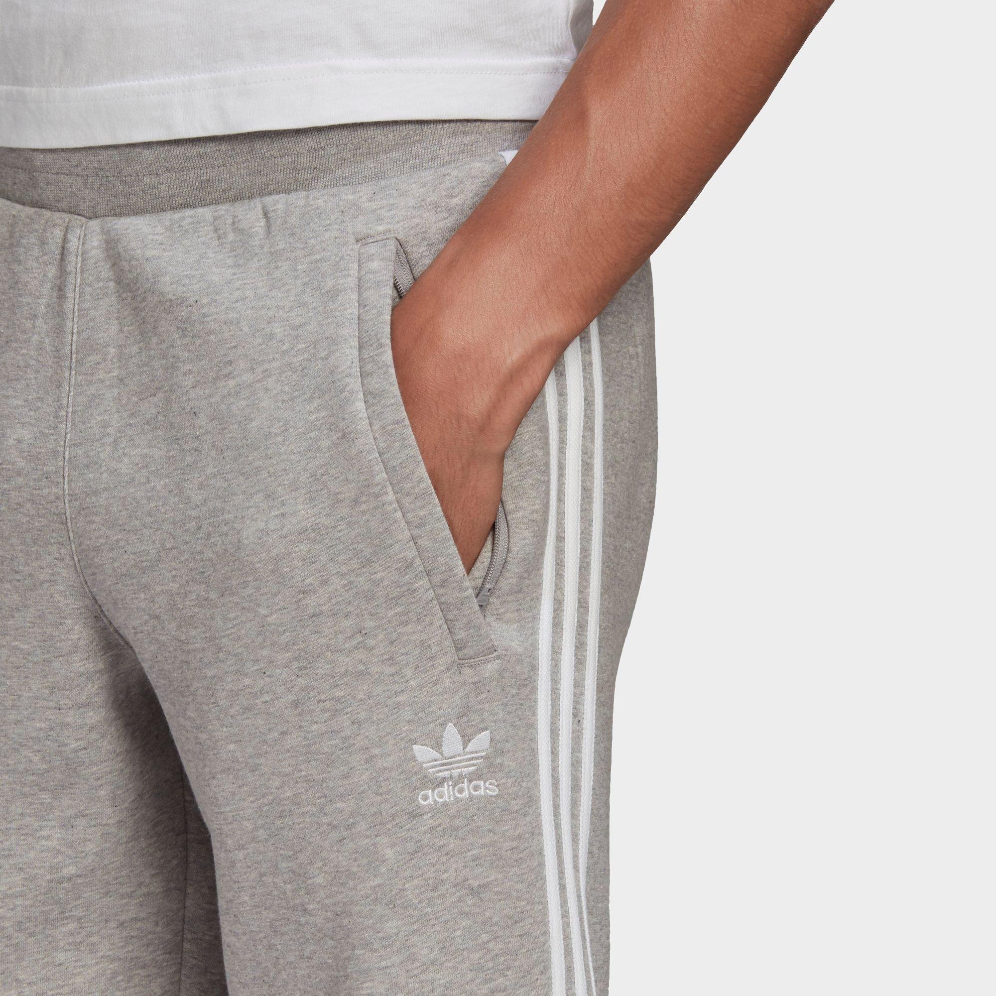 adidas 3 stripe joggers mens grey