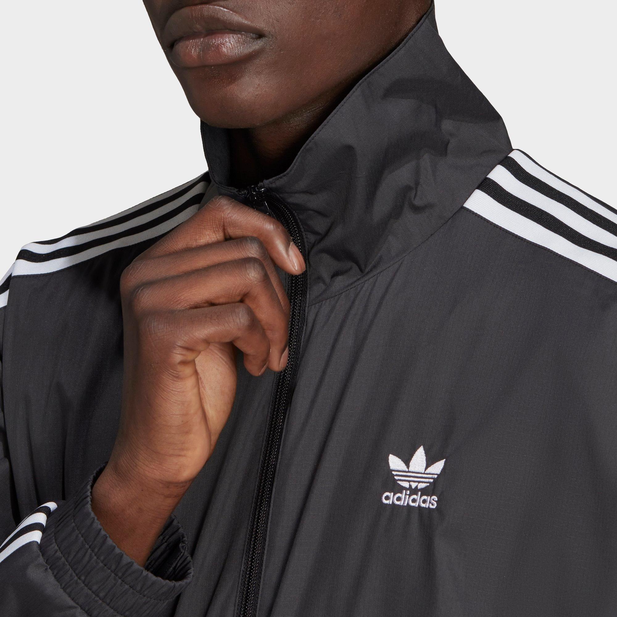 adidas black 3 stripe jacket