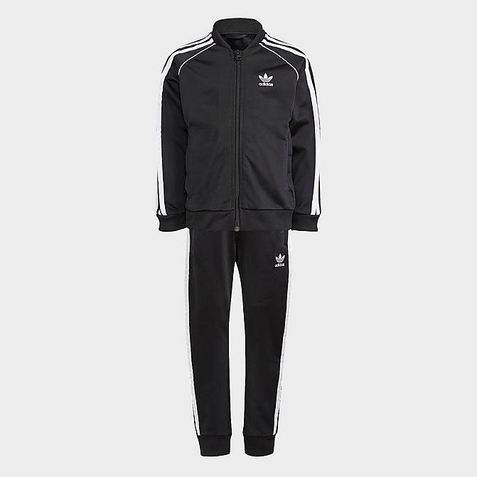 Front view of Toddler and Little Kids' adidas Originals Adicolor SST Track Suit in Black/White Click to zoom