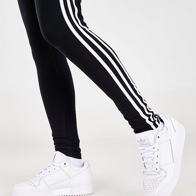 On Model 5 view of Women's adidas Originals Trefoil 3-Stripes Leggings in Black Click to zoom