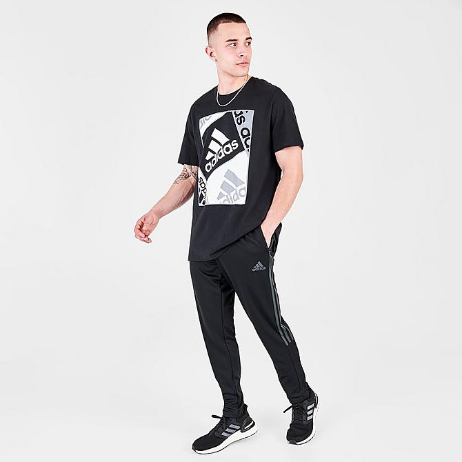 Front Three Quarter view of Men's adidas Tiro 21 Track Pants in Black/Solid Grey Click to zoom