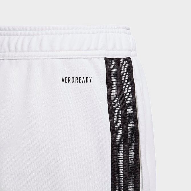 Back Left view of Kids' adidas Tiro Track Pants in White/Black Click to zoom