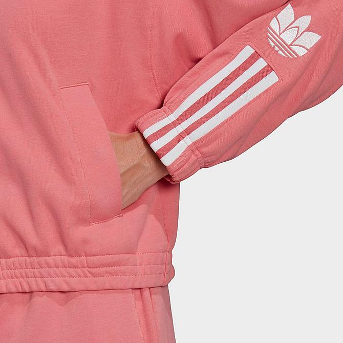 On Model 5 view of Women's adidas Originals Adicolor 3D Trefoil Track Jacket in Hazy Rose Click to zoom