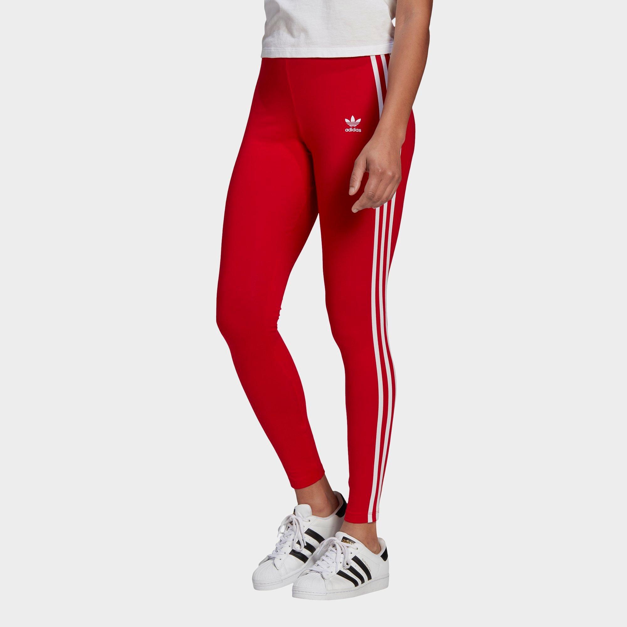 adidas red stripe leggings