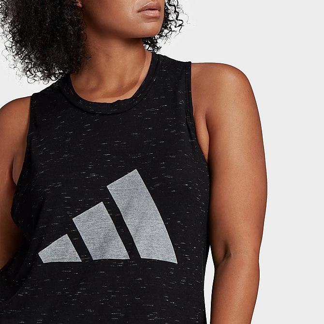 Back Right view of Women's adidas Sportswear Winners 2.0 Tank (Plus Size) in Black Click to zoom