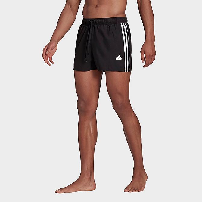 Front view of Men's adidas Classic 3-Stripes Swim Shorts in Black/White Click to zoom